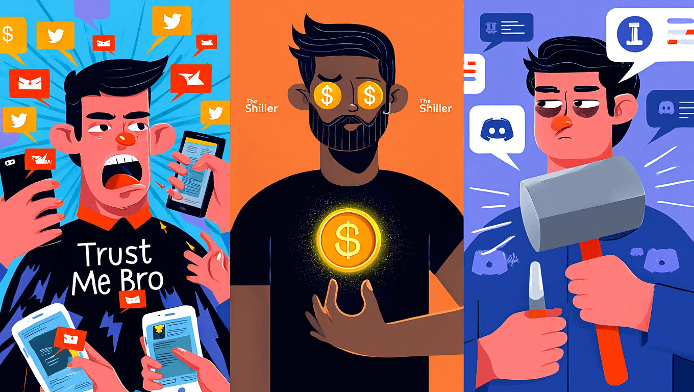 Shillers, yappers, and moderators in a Web3 community